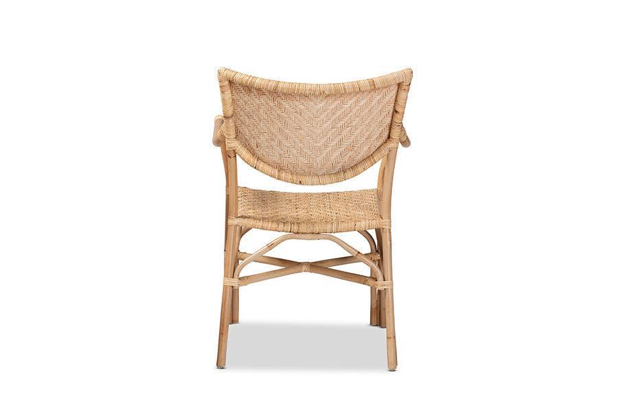 Damani Modern Bohemian Natural Brown Finished Rattan Dining Chair FredCo