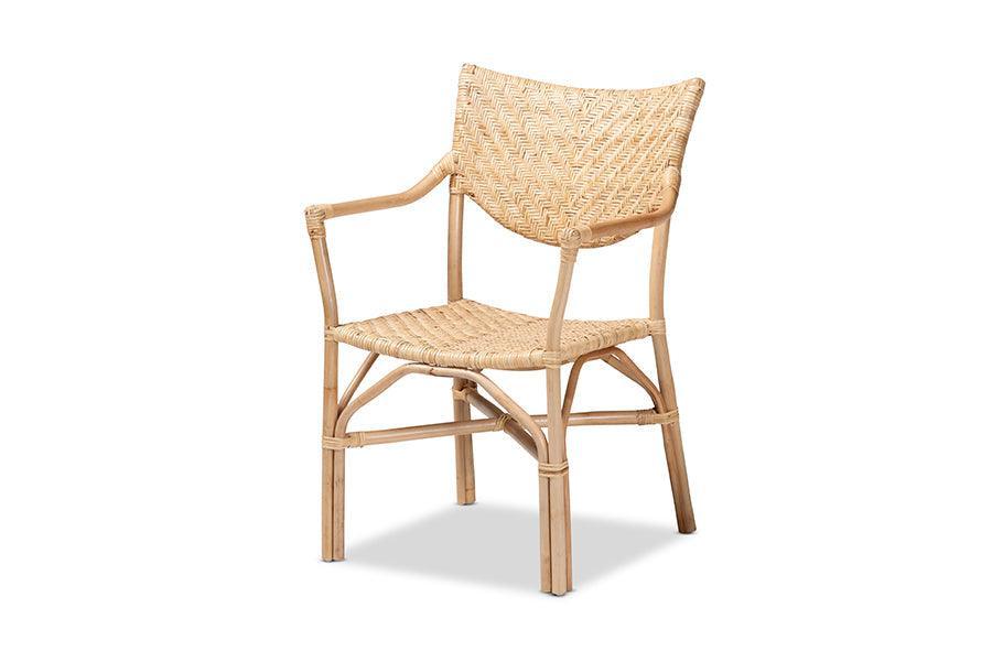 Damani Modern Bohemian Natural Brown Finished Rattan Dining Chair FredCo