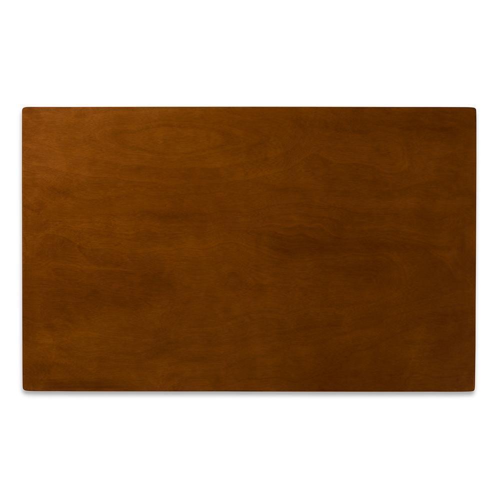 Damara Mid-Century Modern Sand Fabric Upholstered and Walnut Brown Finished Wood 5-Piece Dining Set FredCo