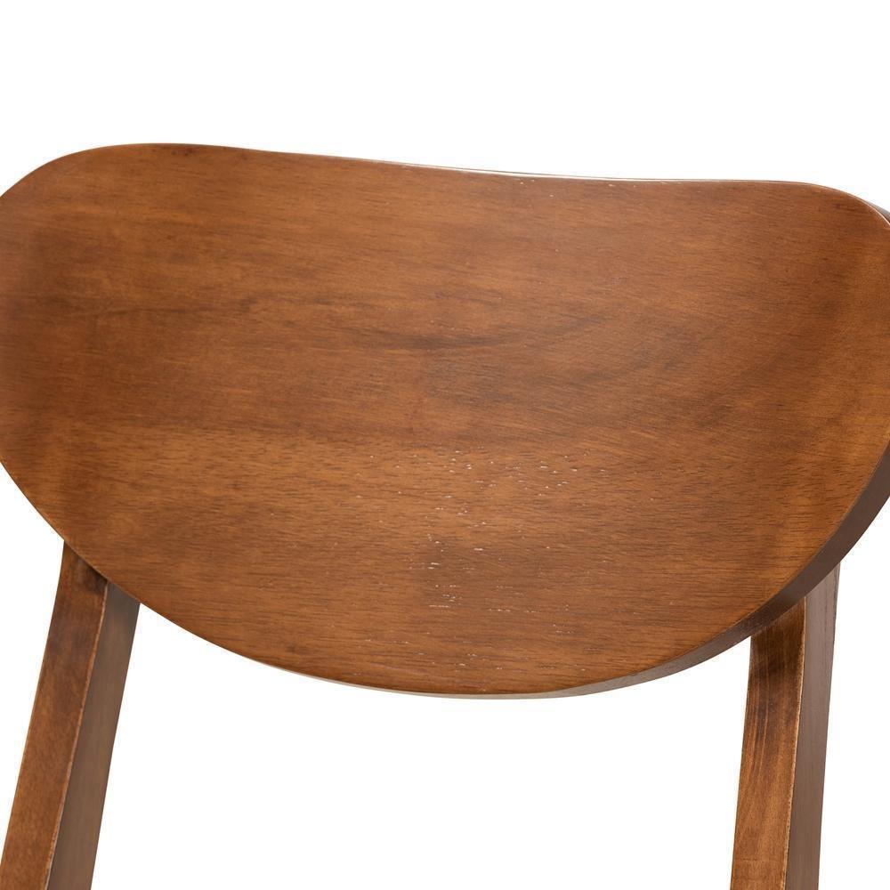 Damara Mid-Century Modern Sand Fabric Upholstered and Walnut Brown Finished Wood 5-Piece Dining Set FredCo
