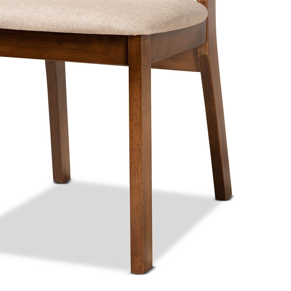 Damara Mid-Century Modern Sand Fabric Upholstered and Walnut Brown Finished Wood 5-Piece Dining Set FredCo