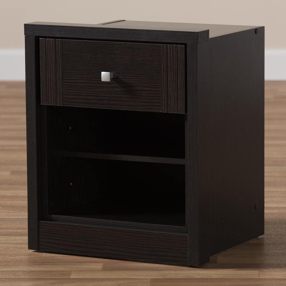 Danette Modern and Contemporary Wenge Brown Finished 1-Drawer Nightstand FredCo