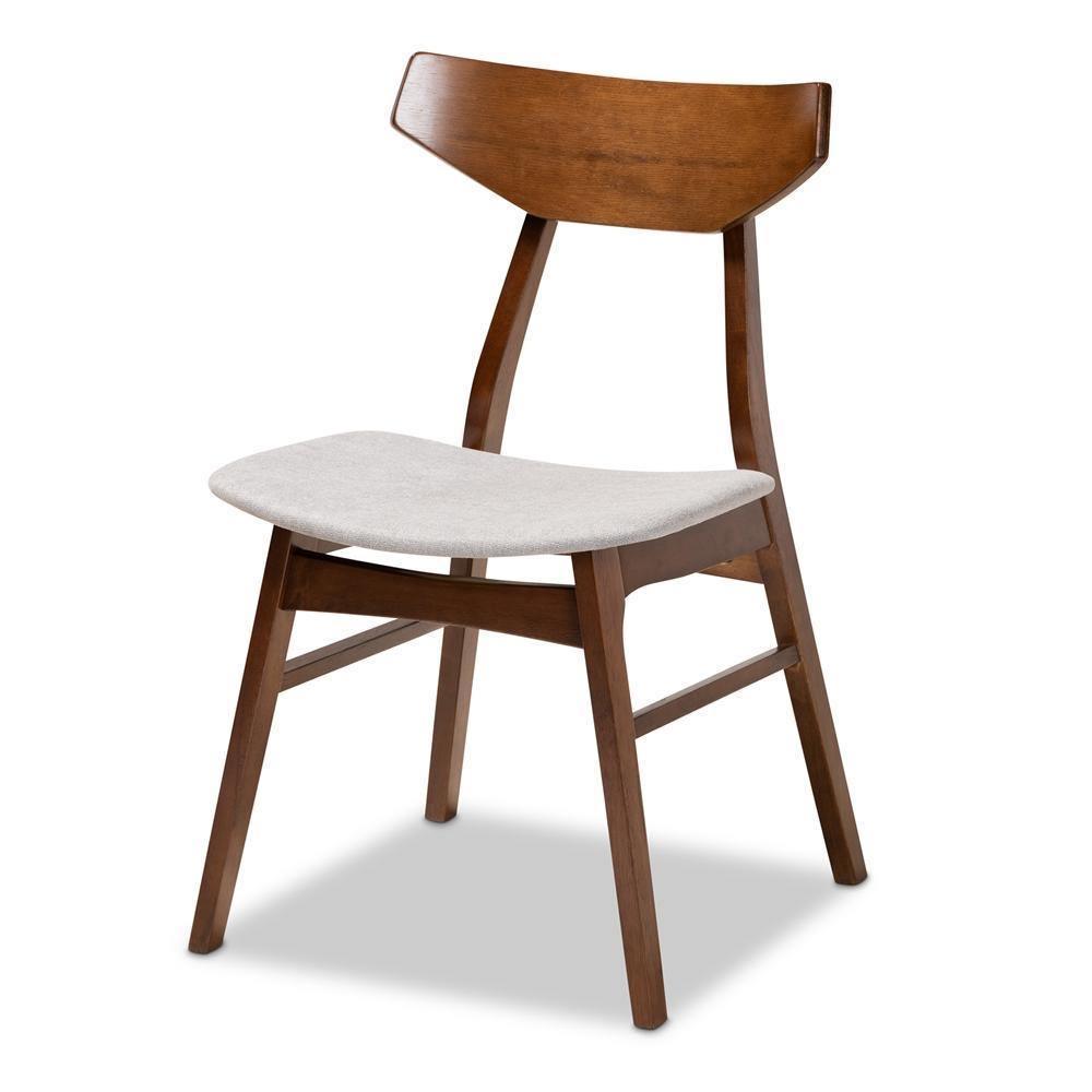 Danica Mid-Century Modern Transitional Light Grey Fabric Upholstered and Walnut Brown Finished Wood 4-Piece Dining Chair Set FredCo