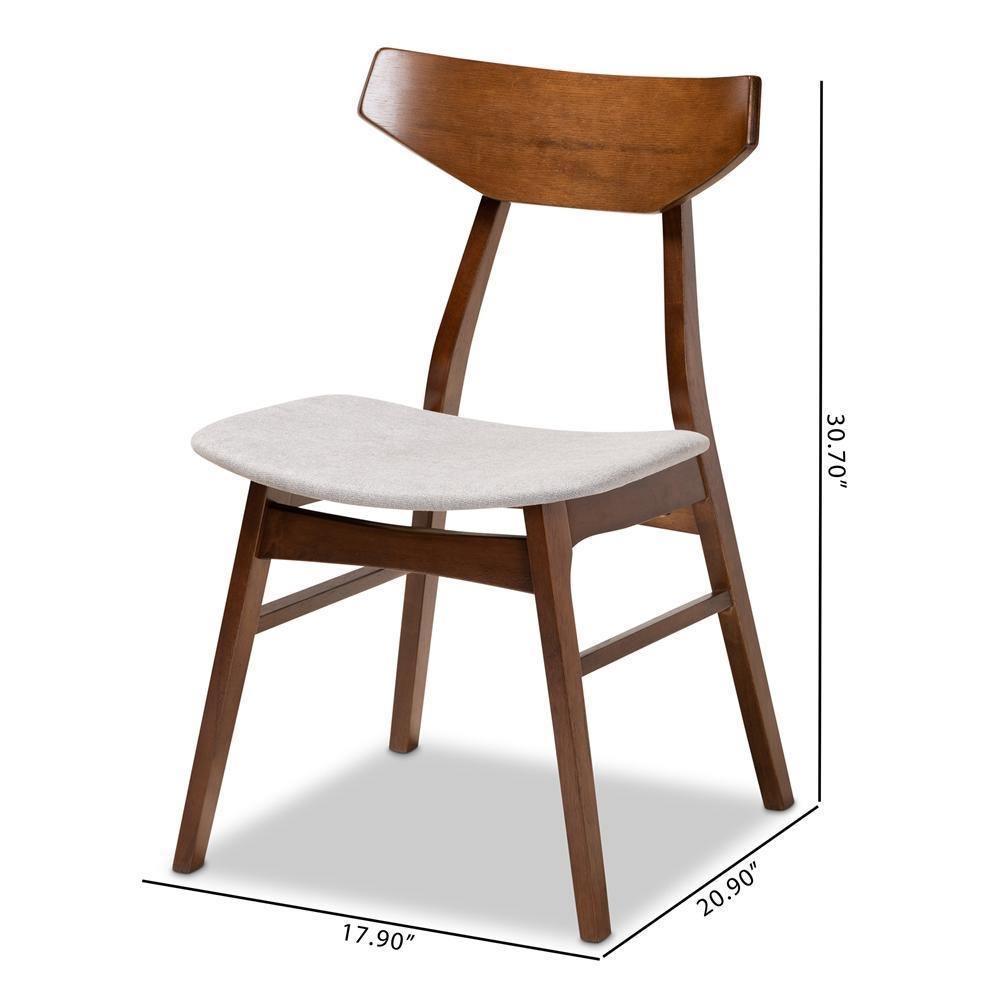 Danica Mid-Century Modern Transitional Light Grey Fabric Upholstered and Walnut Brown Finished Wood 4-Piece Dining Chair Set FredCo