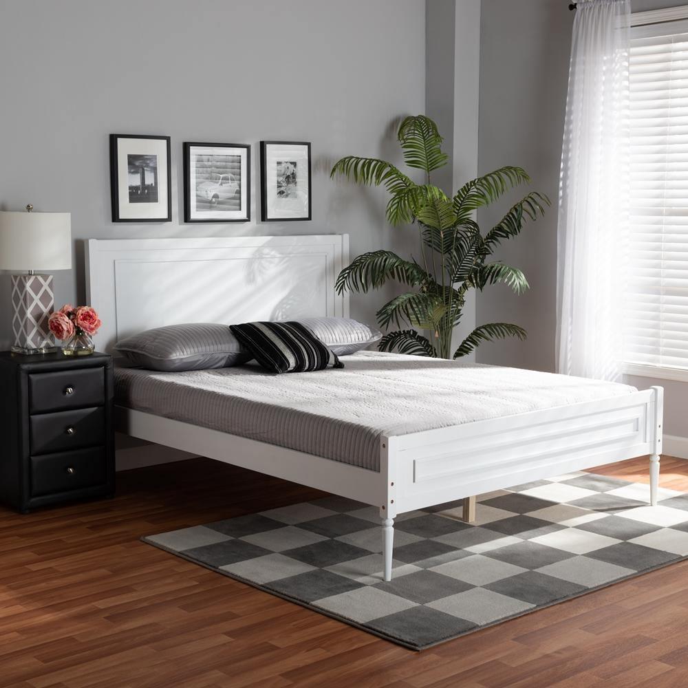 Daniella Modern and Contemporary White Finished Wood Full Size Platform Bed FredCo