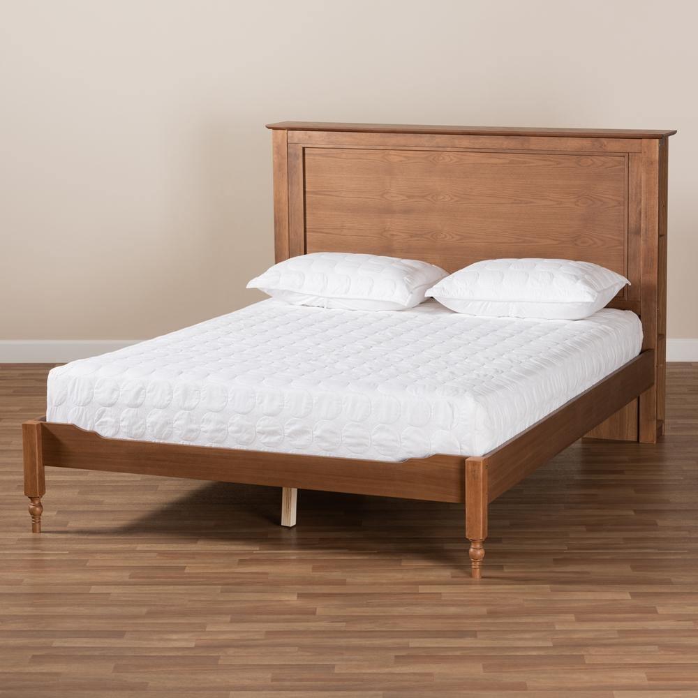Danielle Traditional and Transitional Rustic Ash Walnut Brown Finished Wood Full Size Platform Storage Bed with Built-In Shelves FredCo