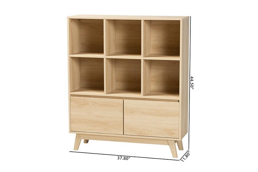 Danina Japandi Oak Brown Finished Wood Bookshelf FredCo