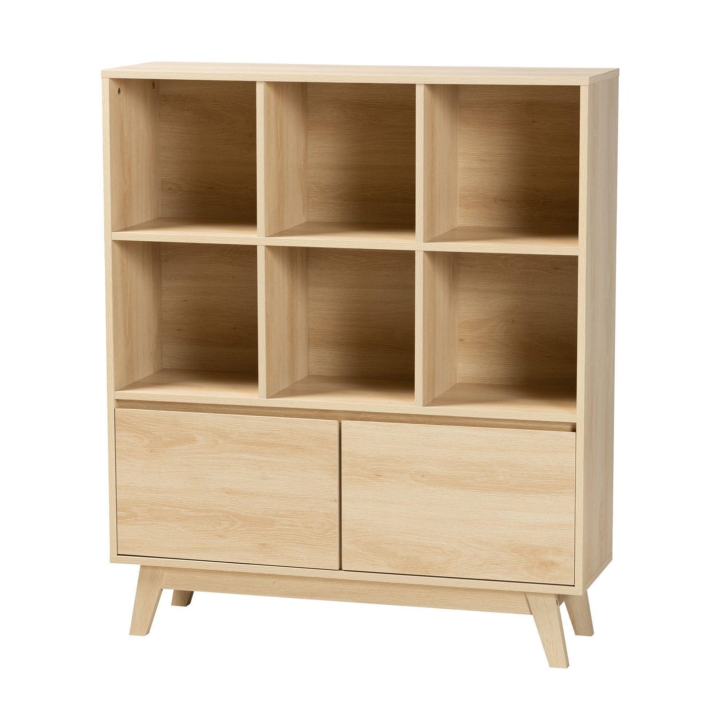 Danina Japandi Oak Brown Finished Wood Bookshelf FredCo