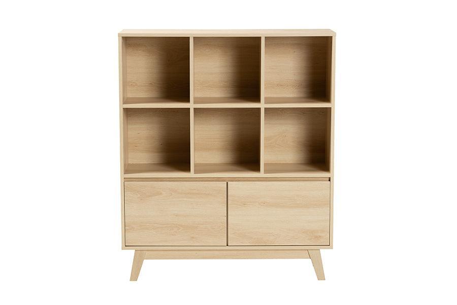 Danina Japandi Oak Brown Finished Wood Bookshelf FredCo