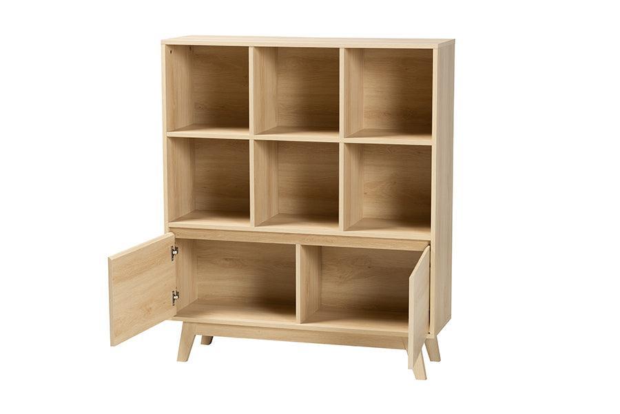 Danina Japandi Oak Brown Finished Wood Bookshelf FredCo