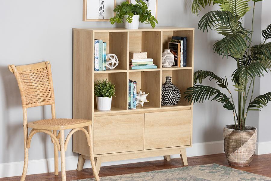 Danina Japandi Oak Brown Finished Wood Bookshelf FredCo
