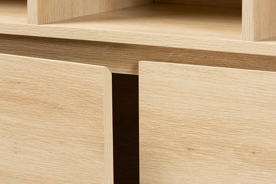 Danina Japandi Oak Brown Finished Wood Bookshelf FredCo