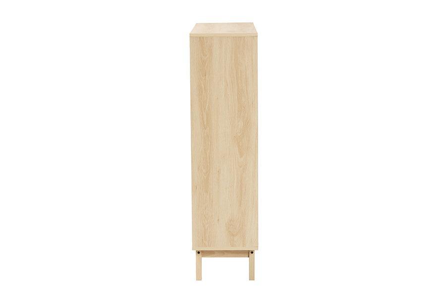 Danina Japandi Oak Brown Finished Wood Bookshelf FredCo