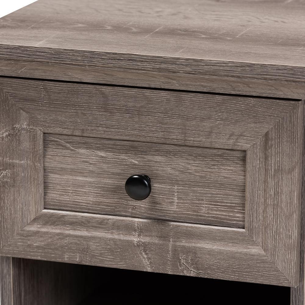 Dara Traditional Transitional Grey Brown Oak Finished 1-Drawer Wood Nightstand FredCo