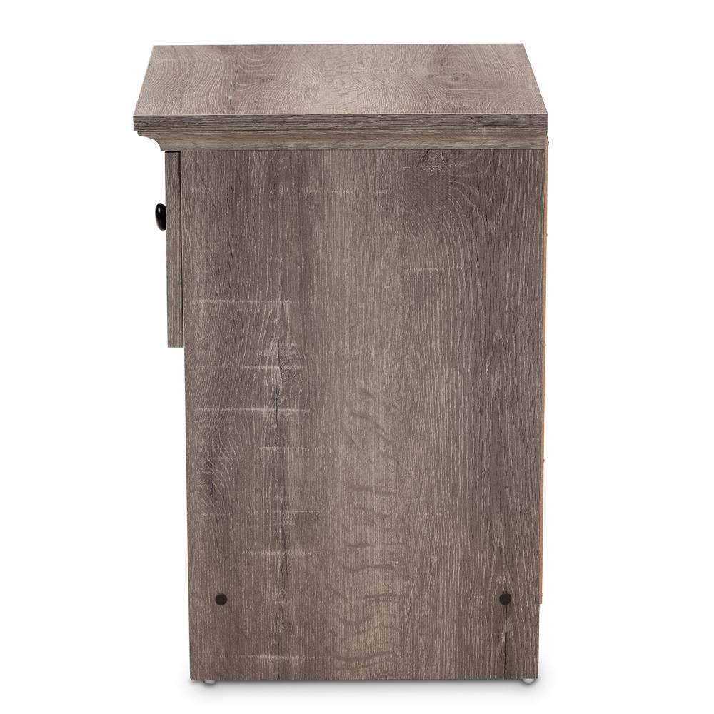 Dara Traditional Transitional Grey Brown Oak Finished 1-Drawer Wood Nightstand FredCo