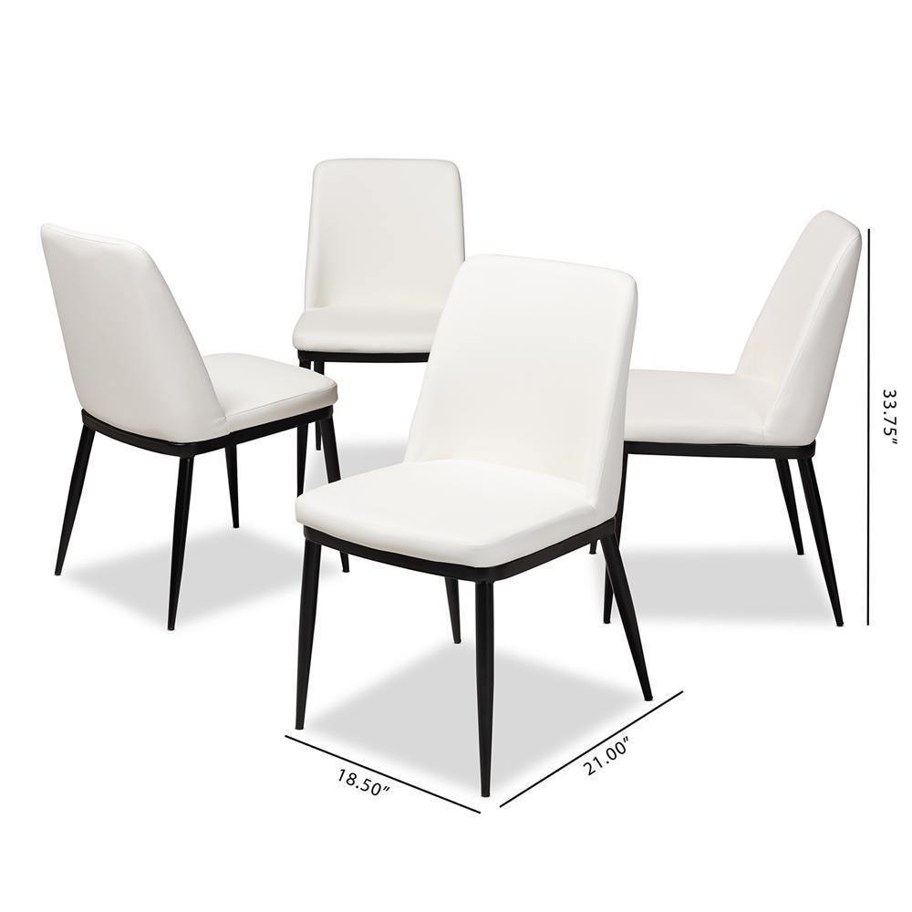 Darcell Modern and Contemporary White Faux Leather Upholstered Dining Chair (Set of 4) FredCo