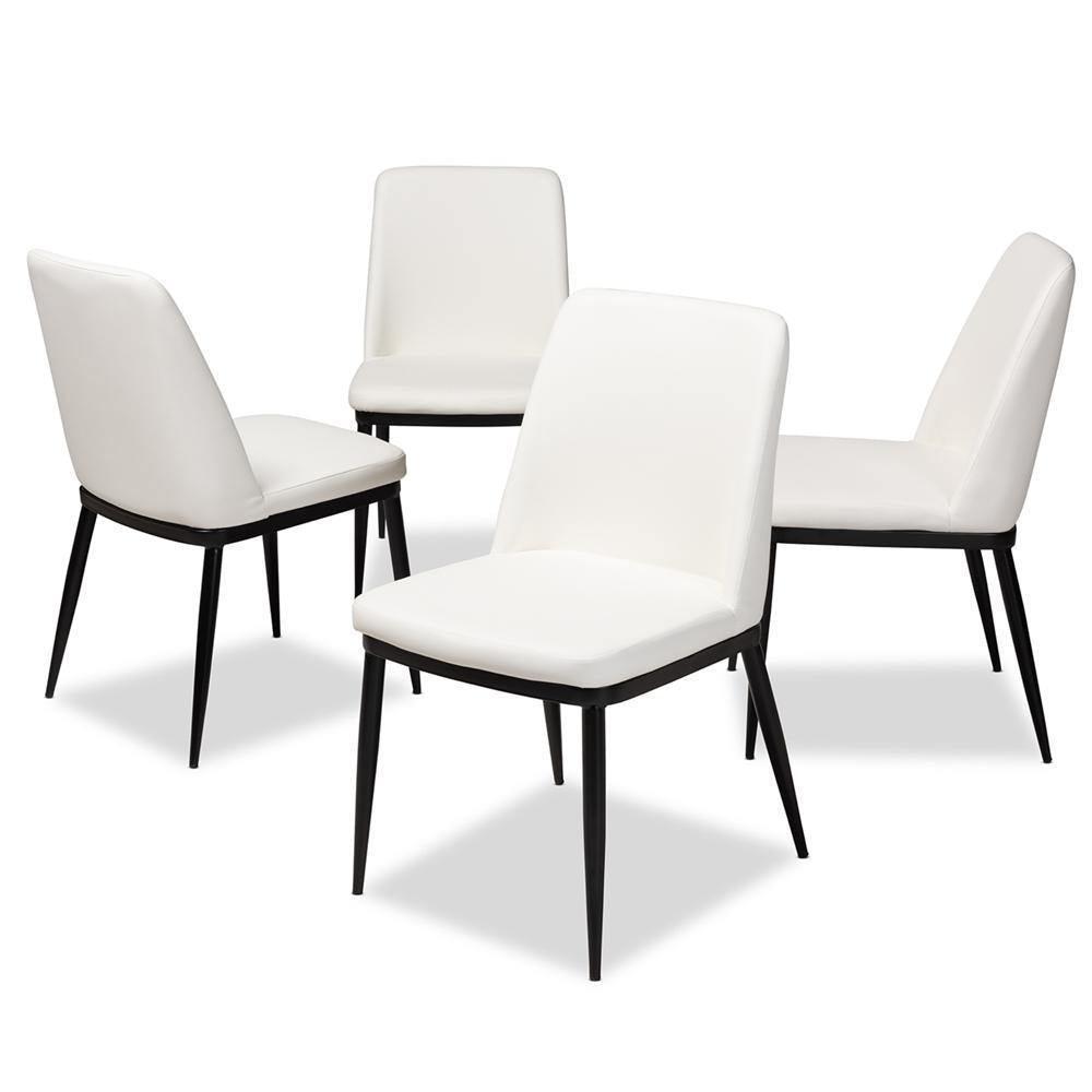 Darcell Modern and Contemporary White Faux Leather Upholstered Dining Chair (Set of 4) FredCo