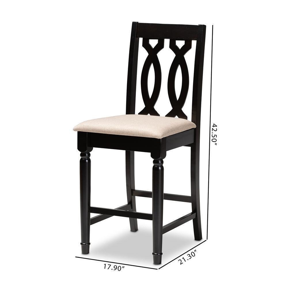 Darcie Modern and Contemporary Sand Fabric Upholstered Espresso Brown Finished Wood Counter Stool (Set of 2) FredCo