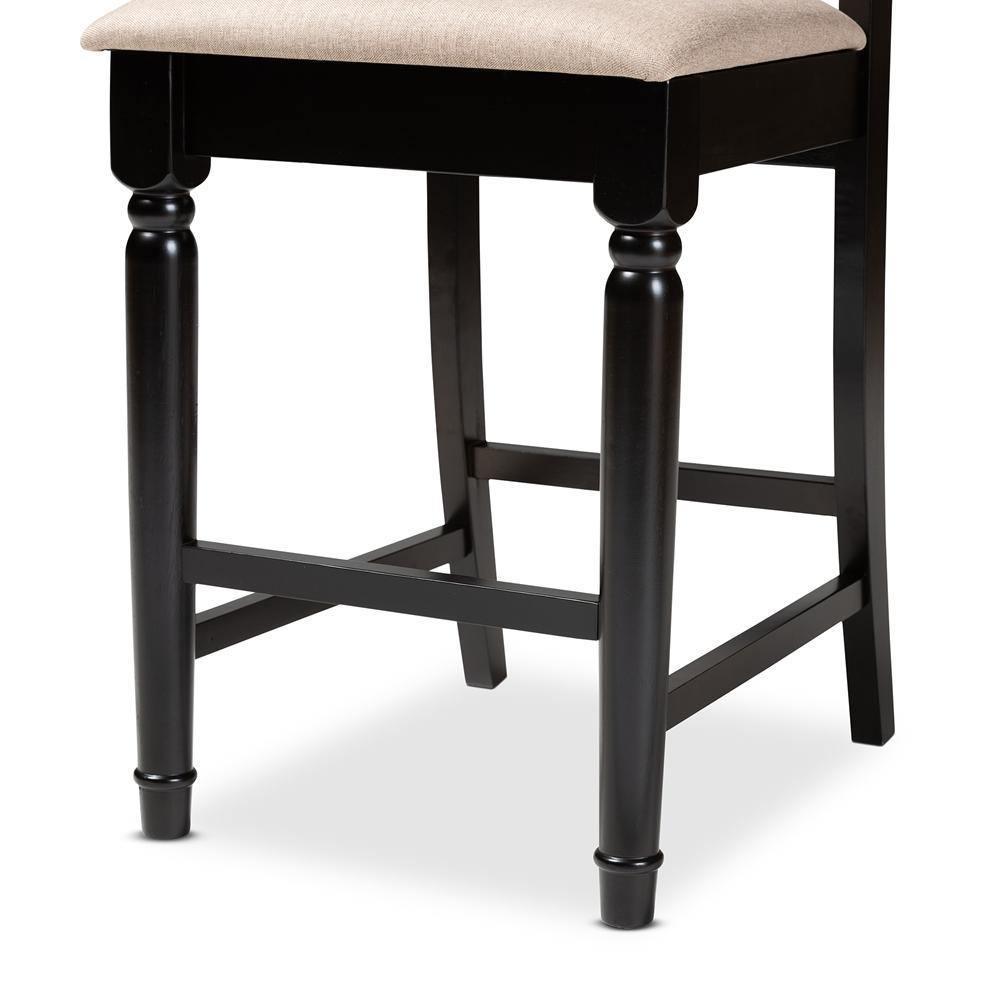 Darcie Modern and Contemporary Sand Fabric Upholstered Espresso Brown Finished Wood Counter Stool (Set of 2) FredCo