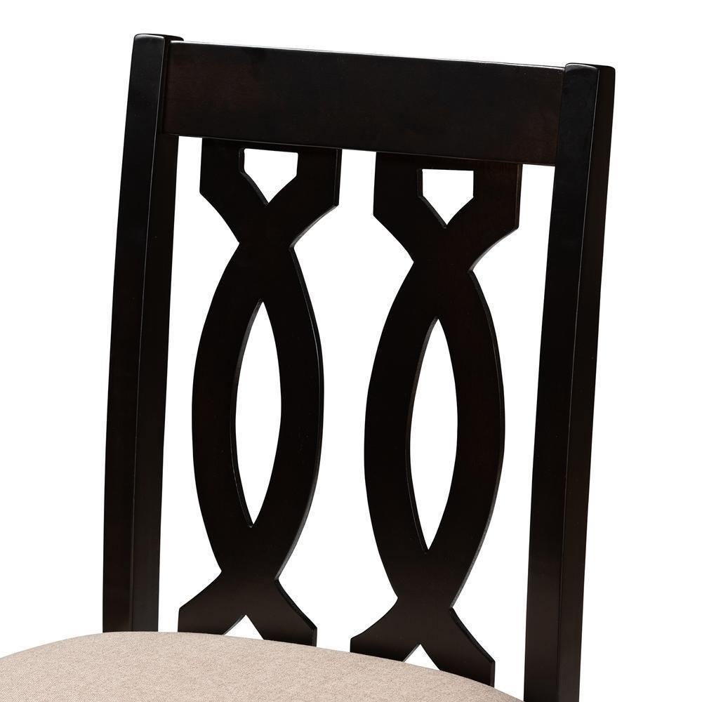 Darcie Modern and Contemporary Sand Fabric Upholstered Espresso Brown Finished Wood Counter Stool (Set of 2) FredCo