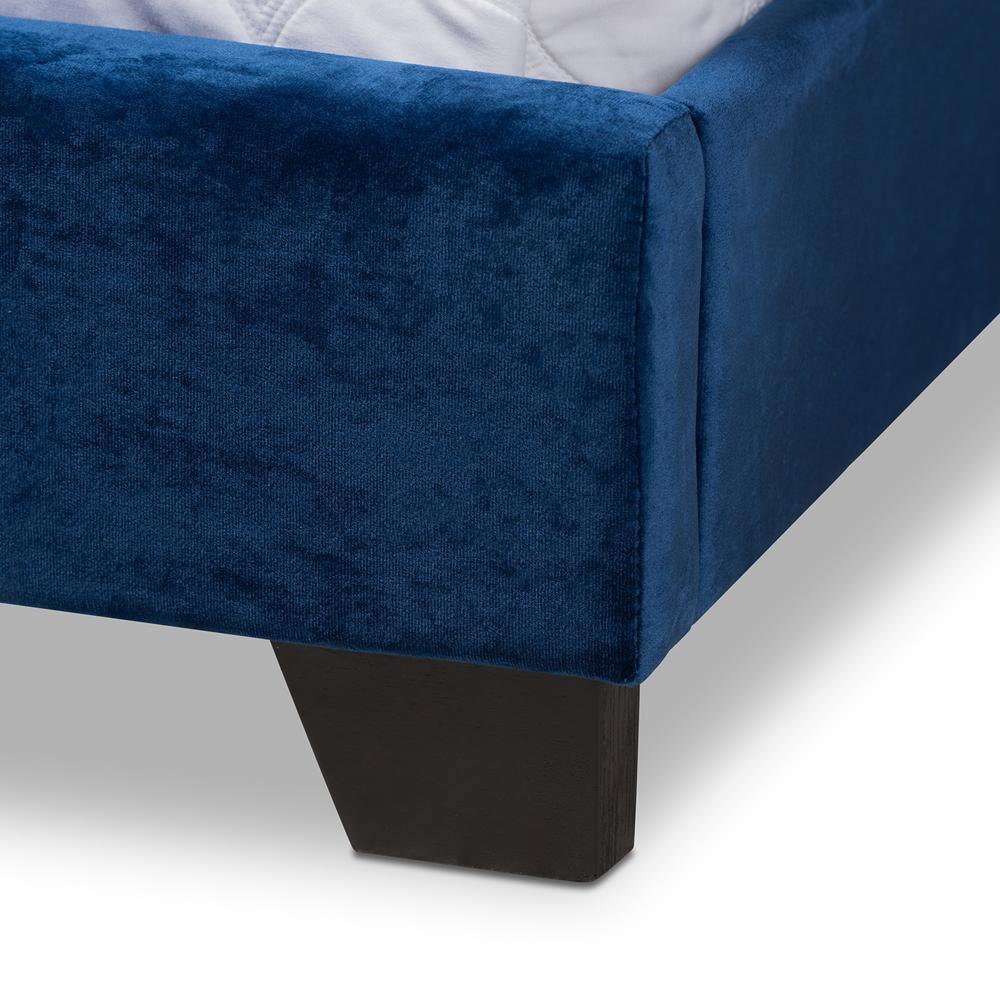 Darcy Luxe and Glamour Navy Velvet Upholstered Full Size Bed FredCo