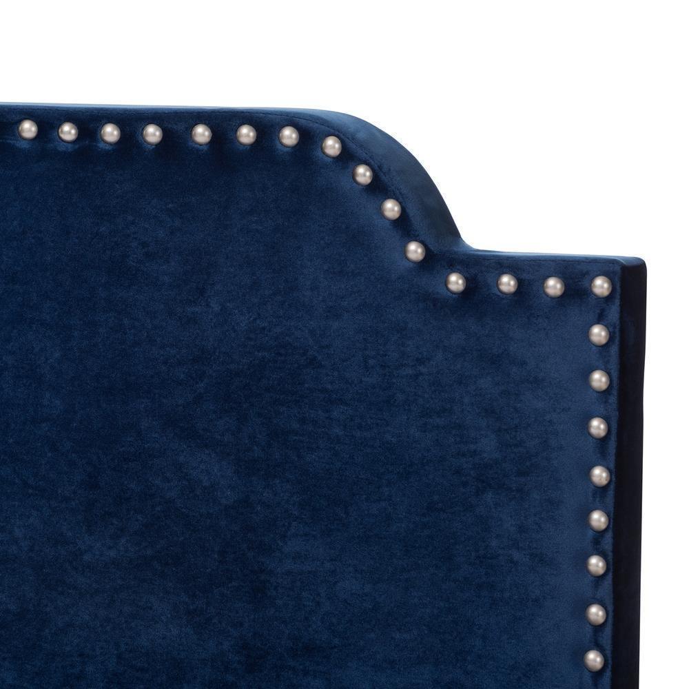 Darcy Luxe and Glamour Navy Velvet Upholstered Full Size Bed FredCo