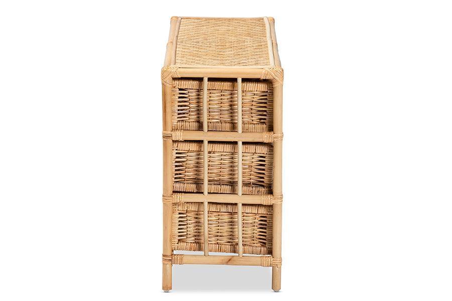 Dariana Modern Bohemian Natural Brown Rattan 6-Drawer Storage Cabinet FredCo