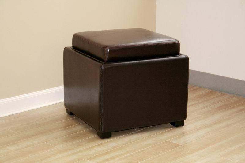 Dark Brown Tate Storage Ottoman FredCo