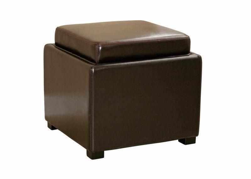 Dark Brown Tate Storage Ottoman FredCo