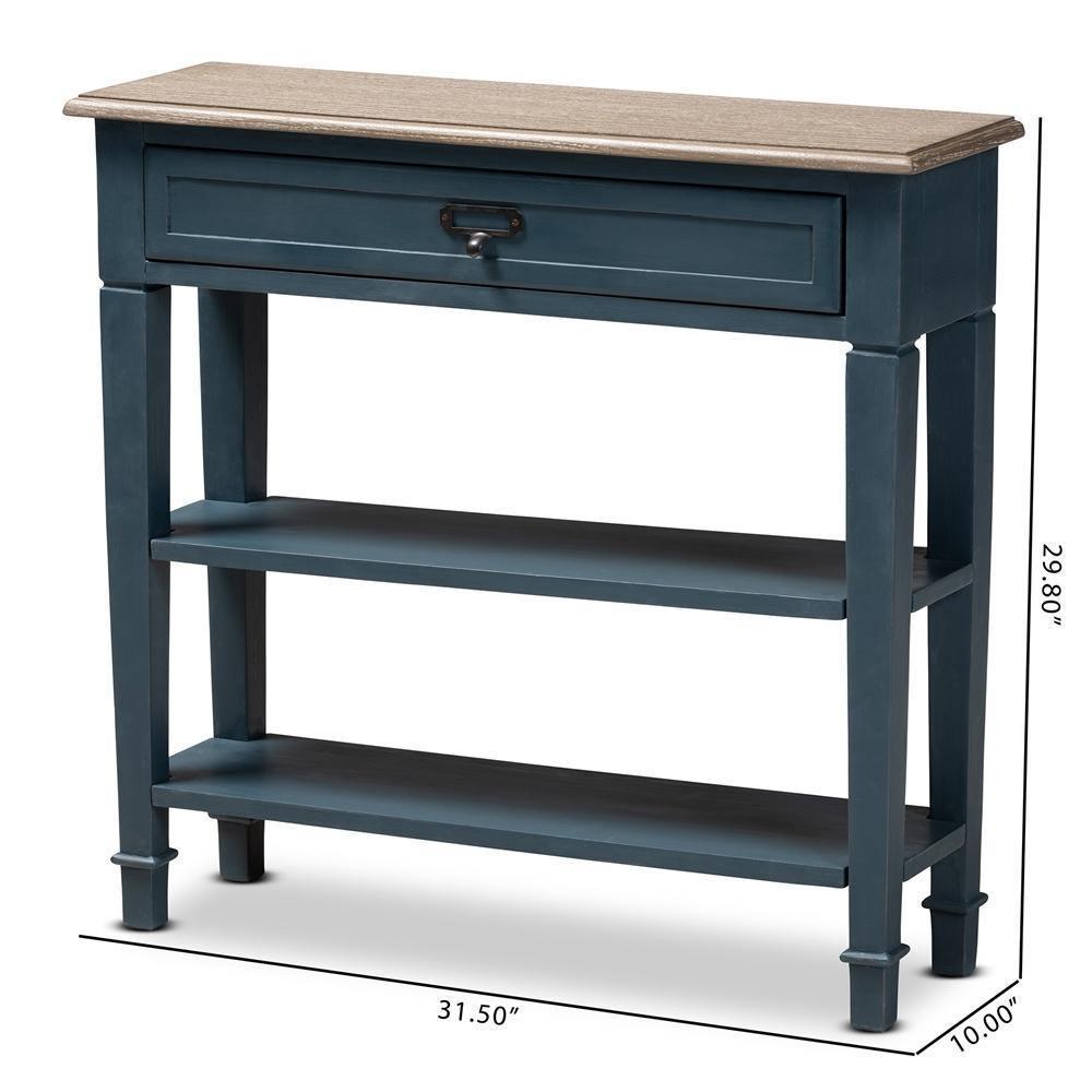 Dauphine French Provincial Blue Spruce Fiinished Wood Accent Console Table FredCo
