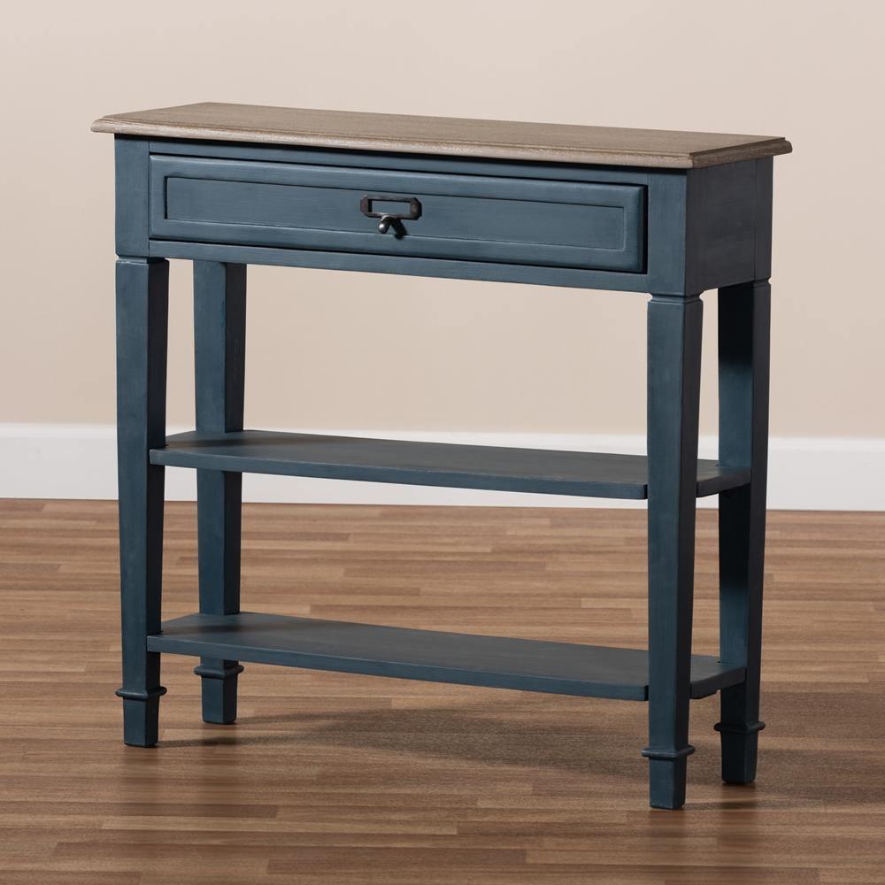 Dauphine French Provincial Blue Spruce Fiinished Wood Accent Console Table FredCo