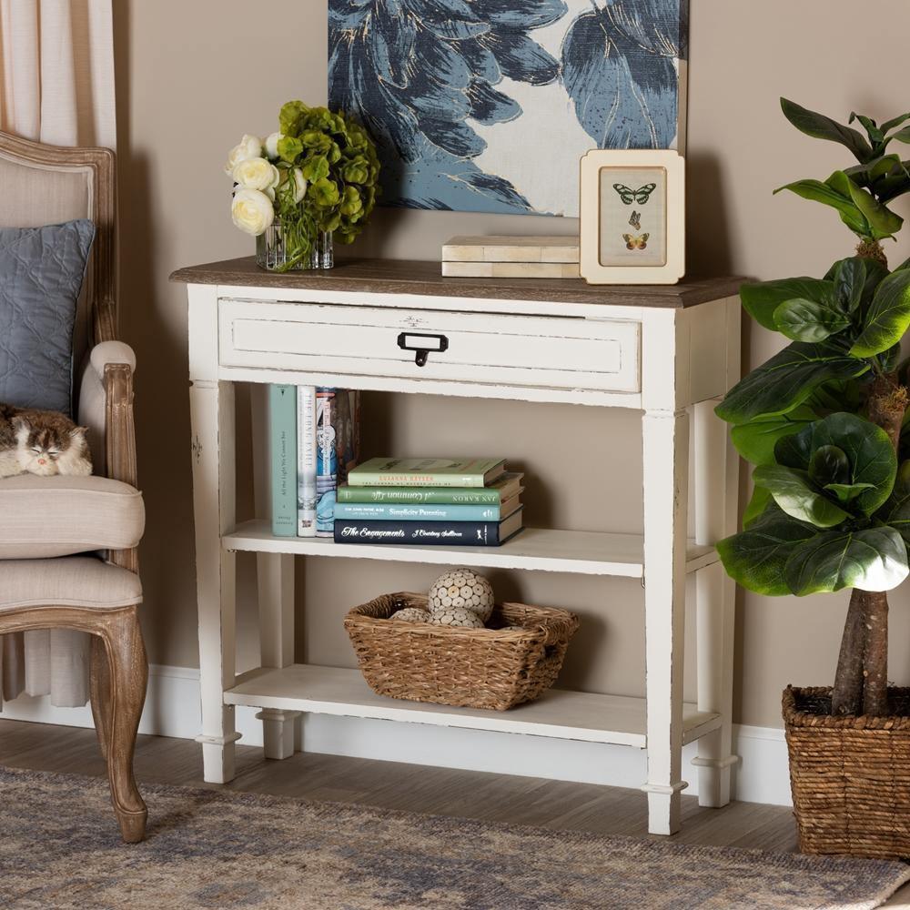 Dauphine Traditional French Accent Console Table-1 Drawer FredCo