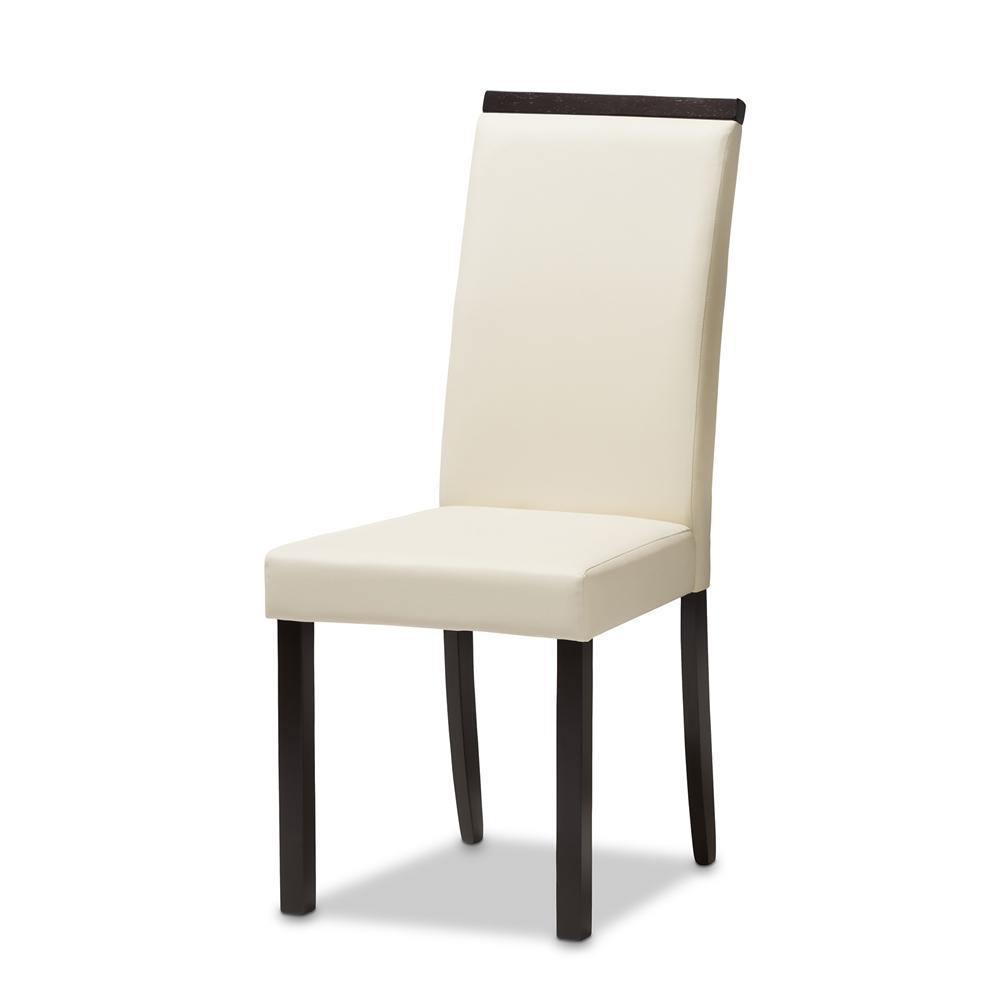 Daveney Modern and Contemporary Cream Faux Leather Upholstered 5-Piece Dining Set FredCo