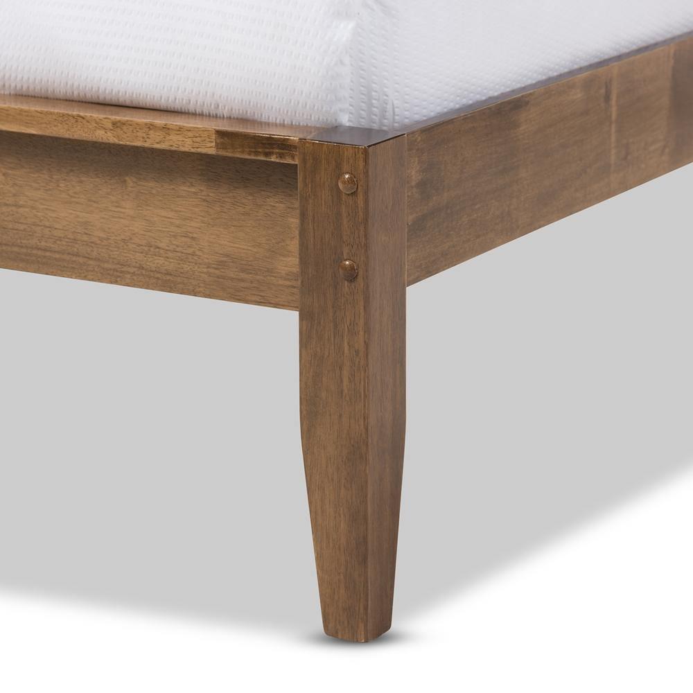 Daylan Mid-Century Modern Solid Walnut Wood Slatted Queen Size Platform Bed FredCo
