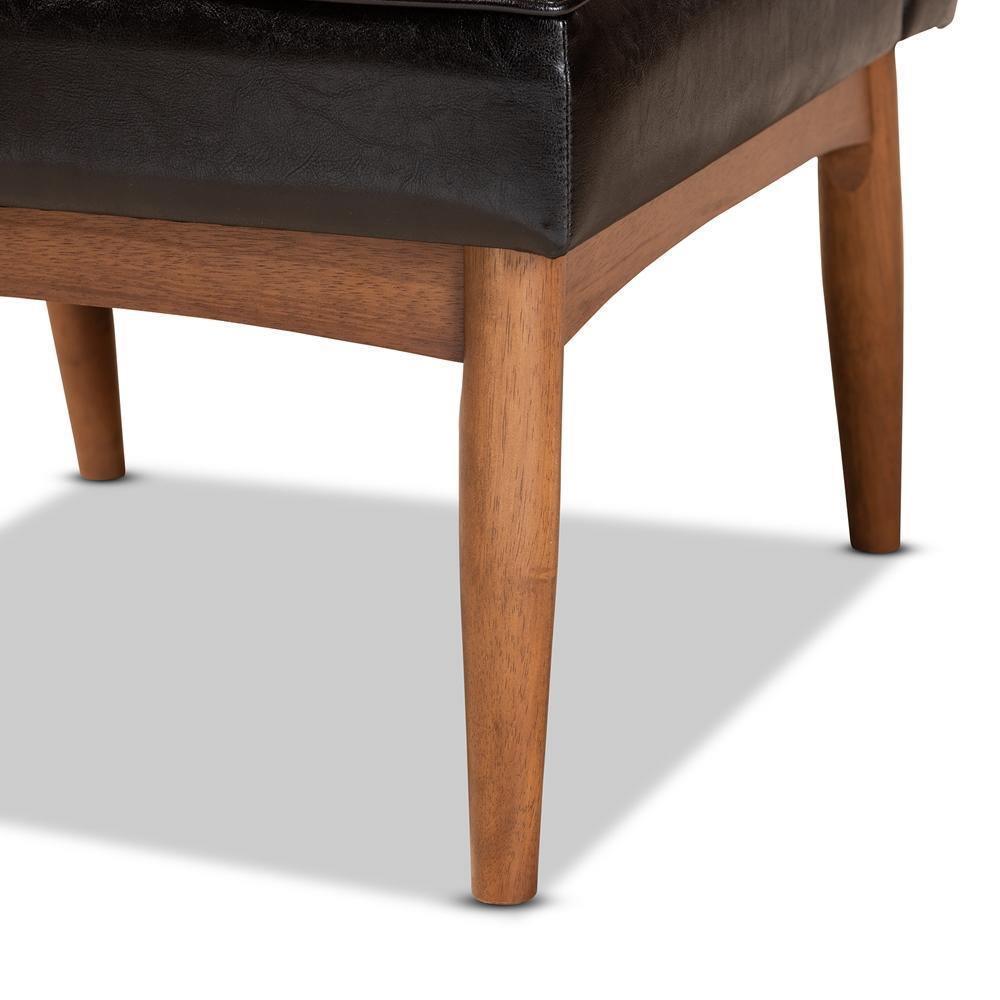 Daymond Mid-Century Modern Dark Brown Faux Leather Upholstered and Walnut Brown Finished Wood Dining Chair FredCo