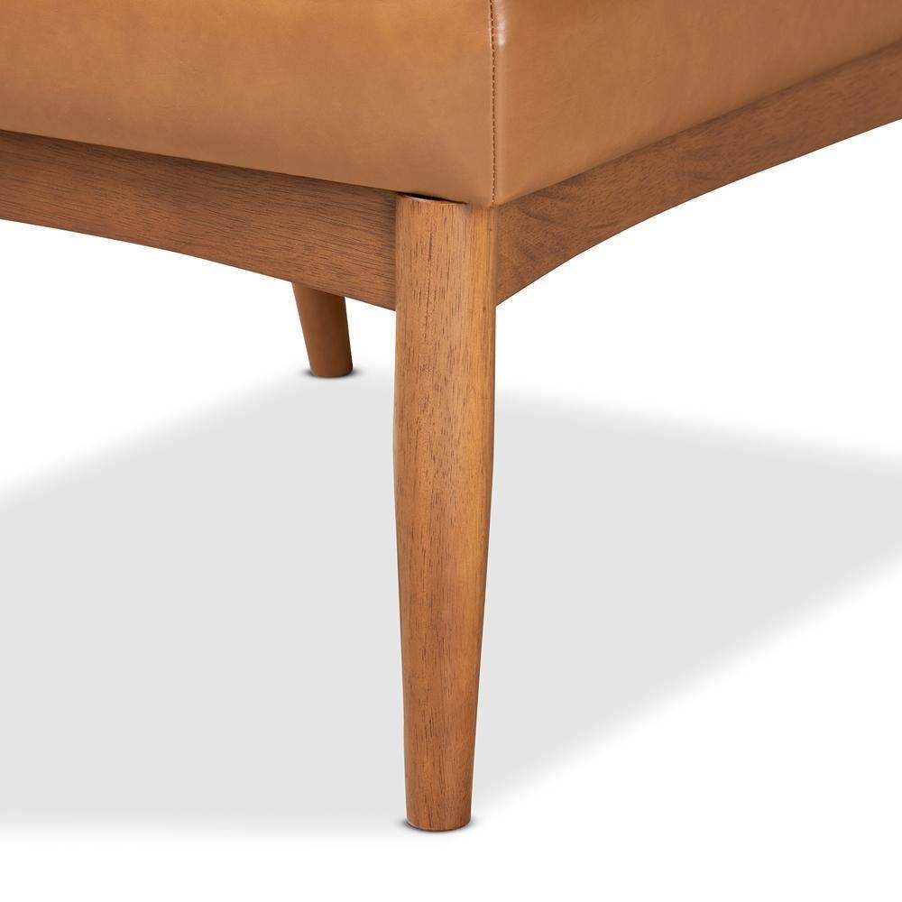 Daymond Mid-Century Modern Tan Faux Leather Upholstered and Walnut Brown Finished Wood Dining Chair FredCo