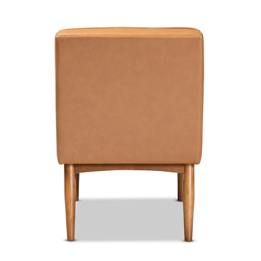 Daymond Mid-Century Modern Tan Faux Leather Upholstered and Walnut Brown Finished Wood Dining Chair FredCo
