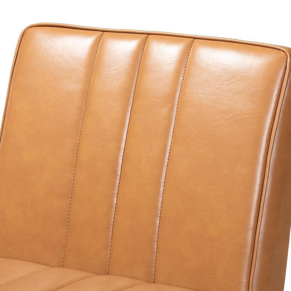Daymond Mid-Century Modern Tan Faux Leather Upholstered and Walnut Brown Finished Wood Dining Chair FredCo