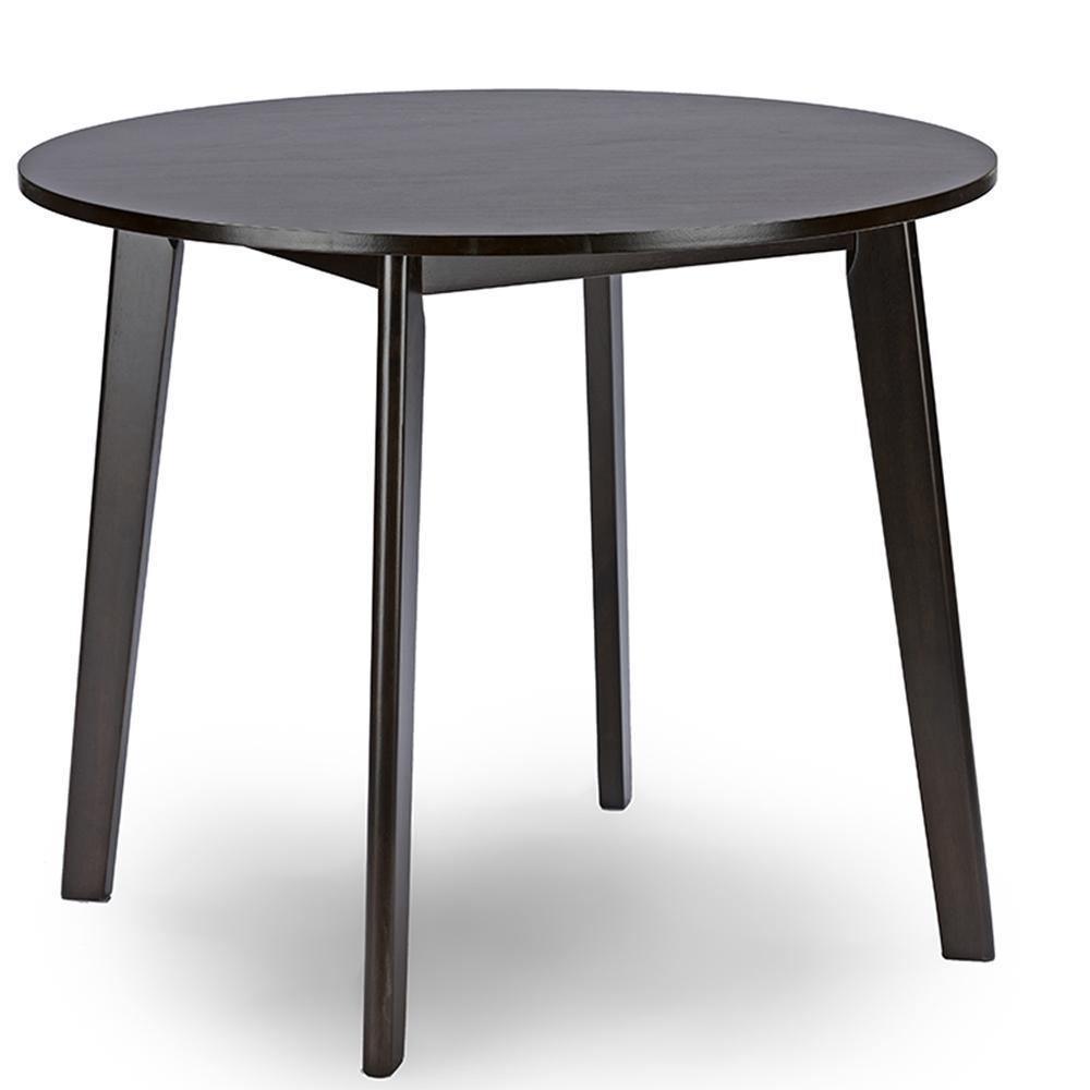 Debbie Mid-Century Dark Brown Wood Round Dining Table FredCo