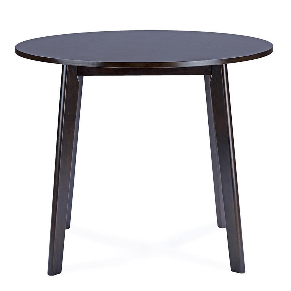 Debbie Mid-Century Dark Brown Wood Round Dining Table FredCo