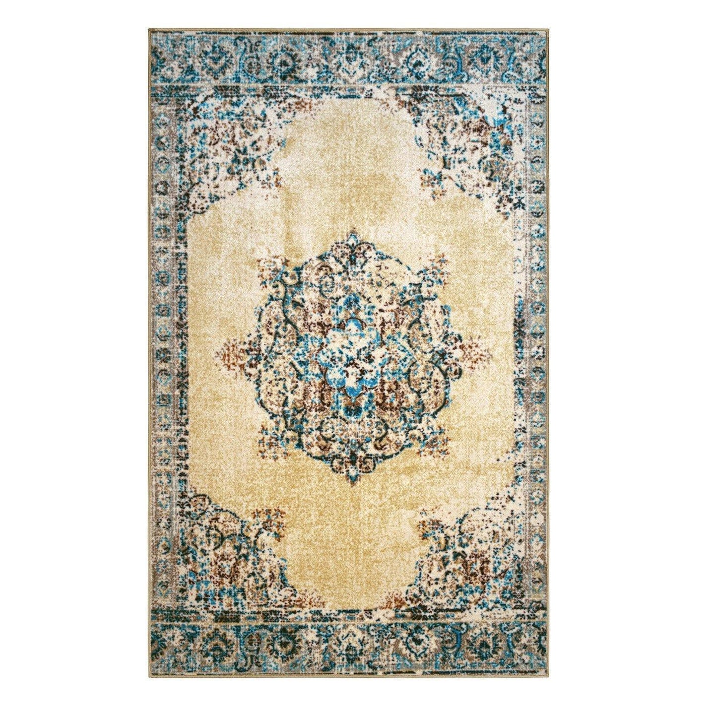 Decklan Non-Slip Vintage Oriental Medallion Foldable Rug FredCo
