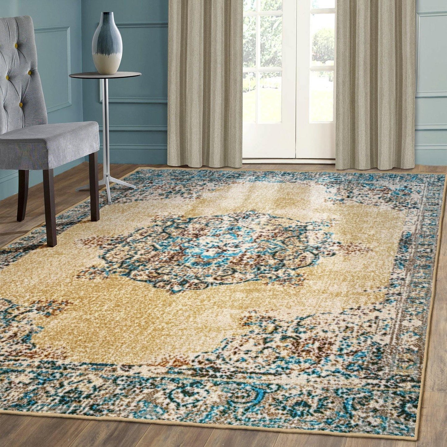 Decklan Non-Slip Vintage Oriental Medallion Foldable Rug FredCo
