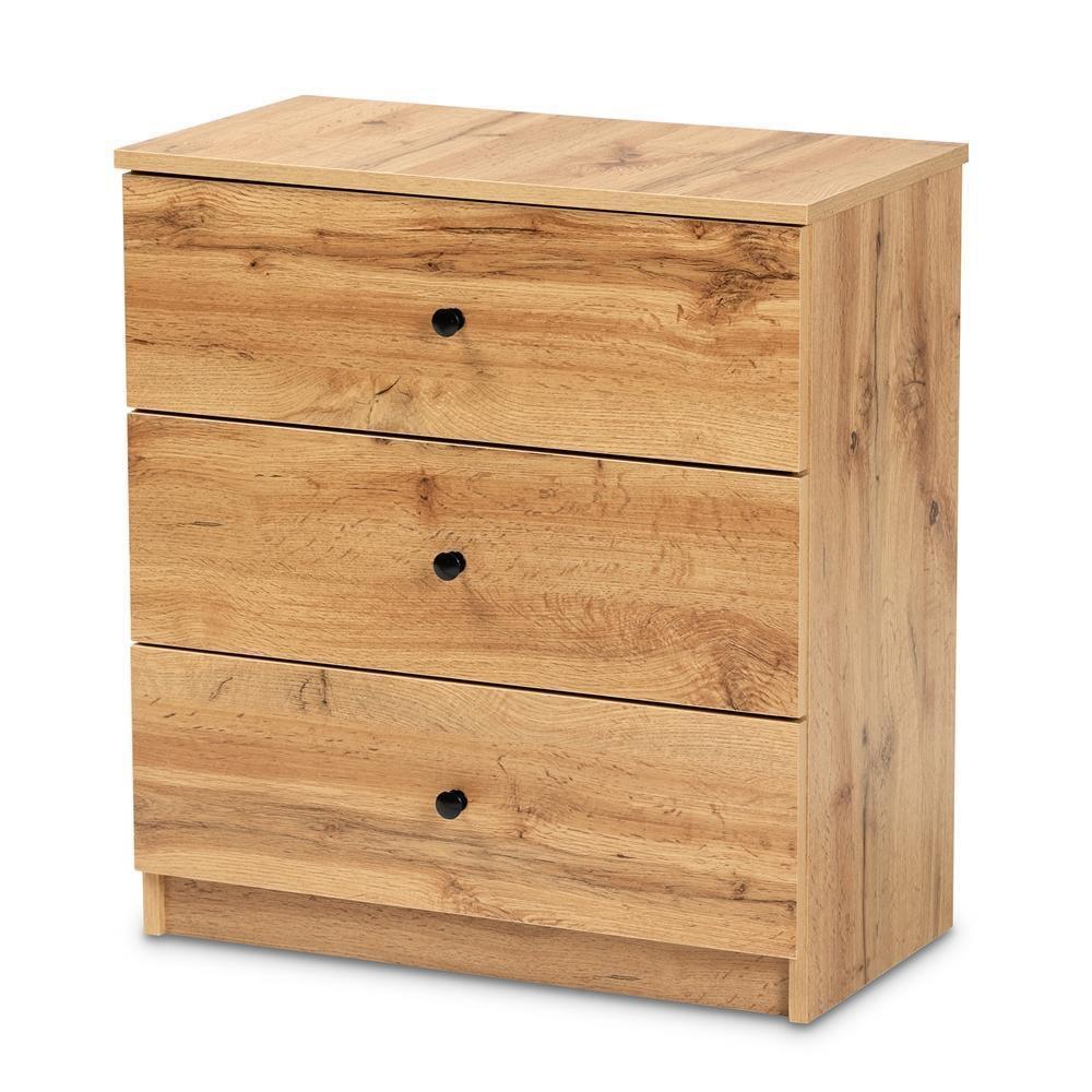 Decon Modern and Contemporary Oak Brown Finished Wood 3-Drawer Storage Chest FredCo