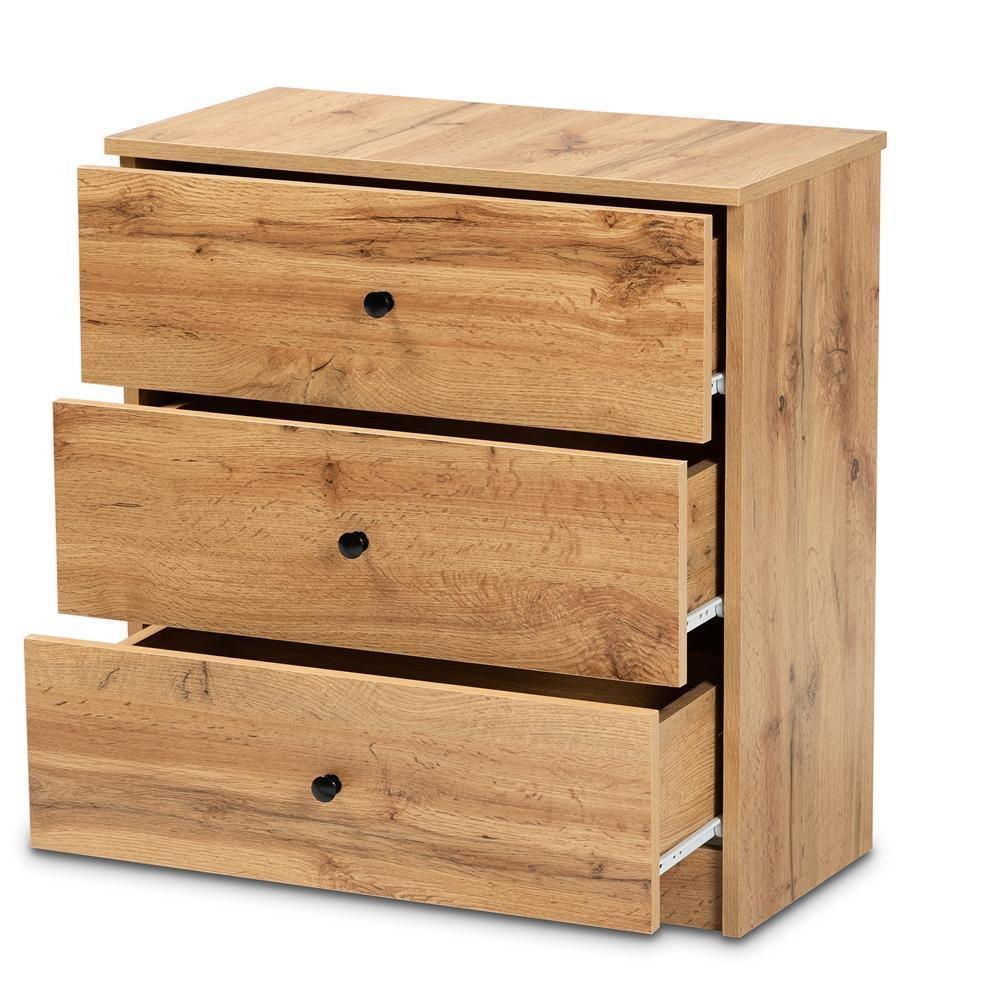 Decon Modern and Contemporary Oak Brown Finished Wood 3-Drawer Storage Chest FredCo