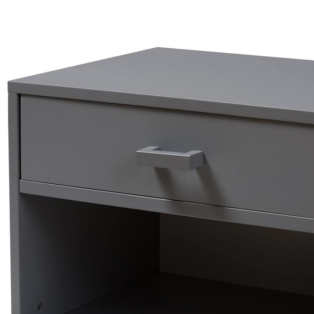 Deirdre Modern and Contemporary Grey Wood 1-Drawer Nightstand FredCo
