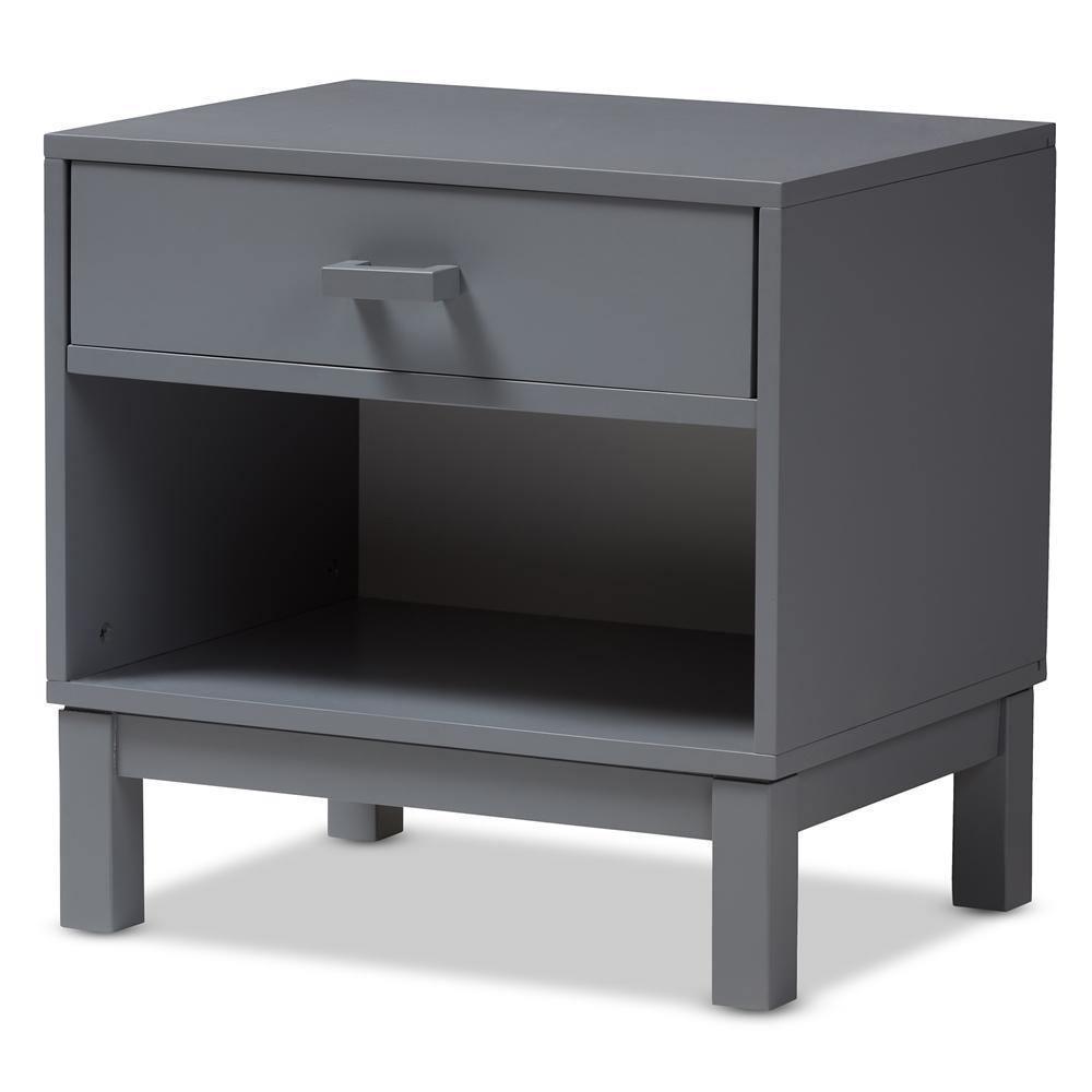 Deirdre Modern and Contemporary Grey Wood 1-Drawer Nightstand FredCo