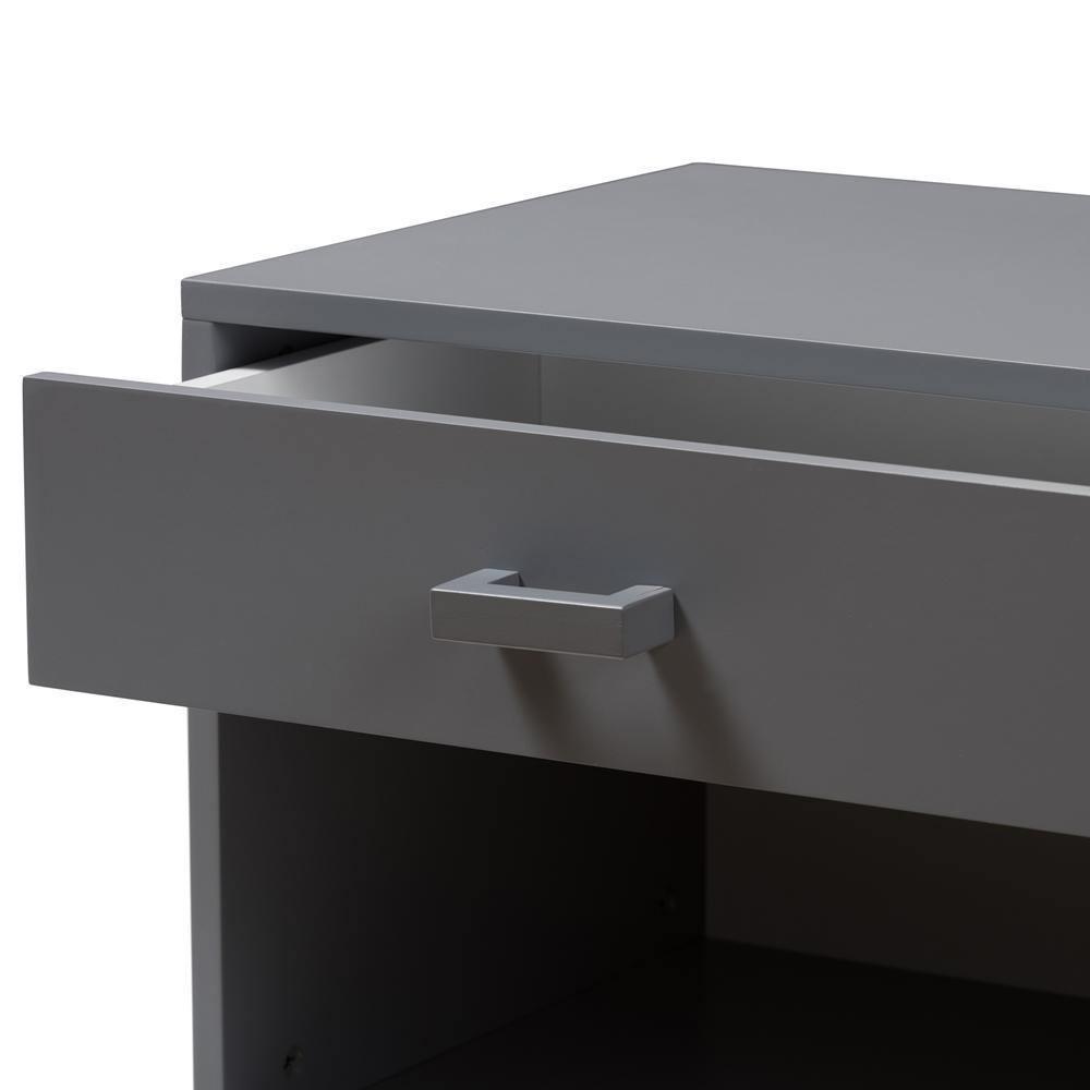 Deirdre Modern and Contemporary Grey Wood 1-Drawer Nightstand FredCo