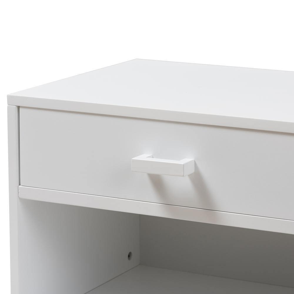 Deirdre Modern and Contemporary White Wood 1-Drawer Nightstand FredCo