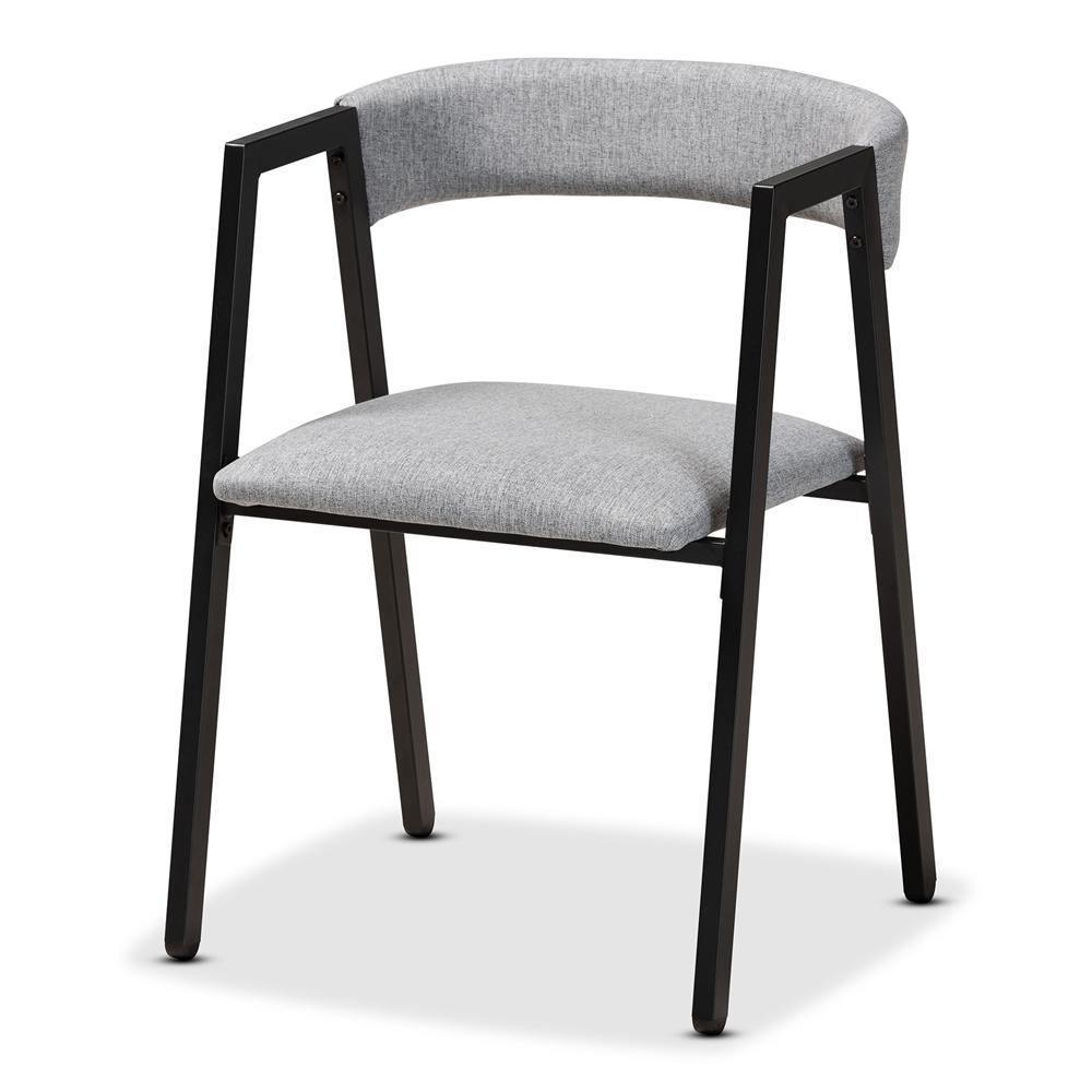 Delgado Modern and Contemporary Grey Fabric Upholstered and Black Metal 5-Piece Dining Set FredCo