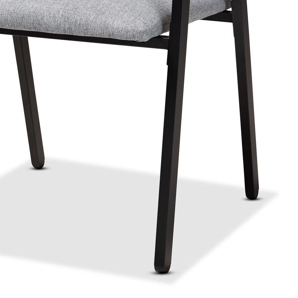 Delgado Modern and Contemporary Grey Fabric Upholstered and Black Metal 5-Piece Dining Set FredCo